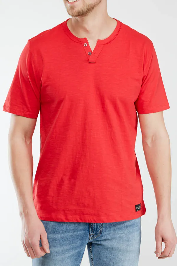 Silver Slub Jersey Short-Sleeve Henley