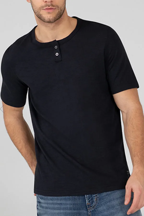 Silver Slub Jersey Short-Sleeve Henley