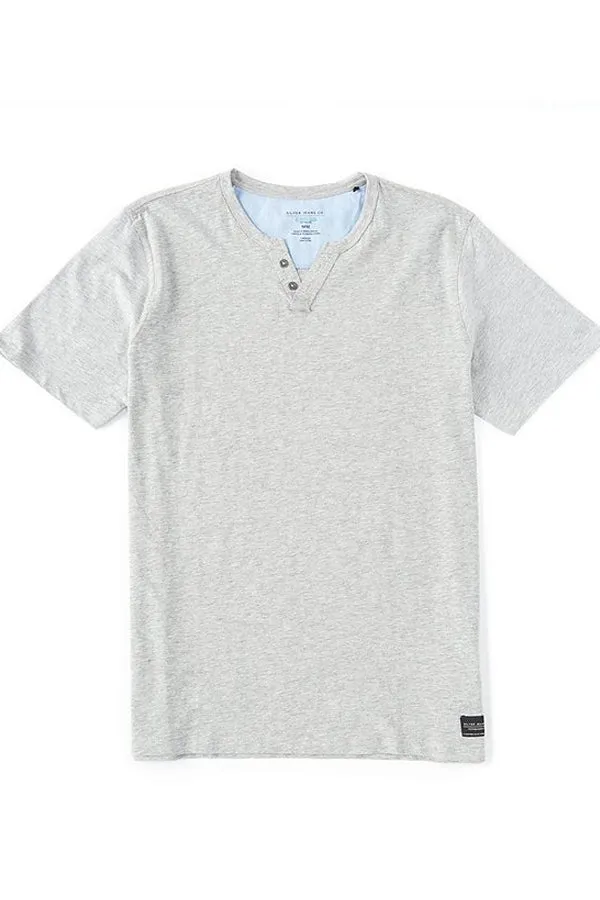 Silver Slub Jersey Short-Sleeve Henley