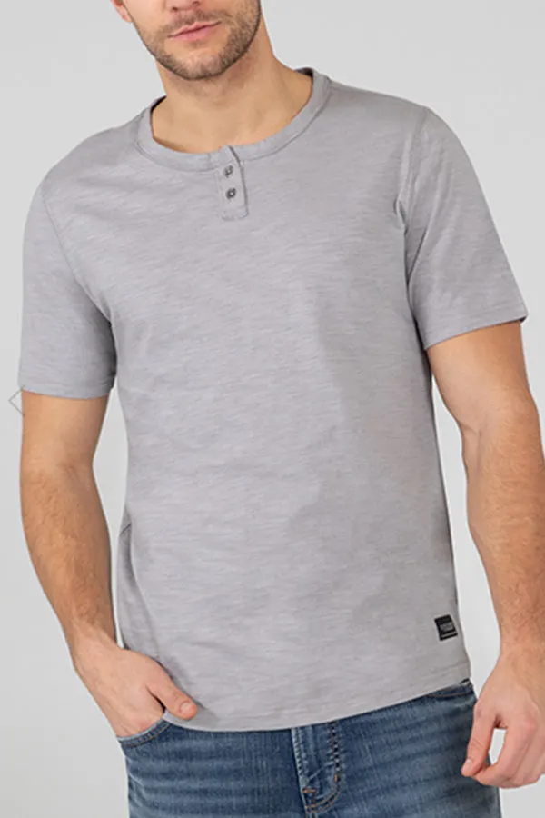 Silver Slub Jersey Short-Sleeve Henley