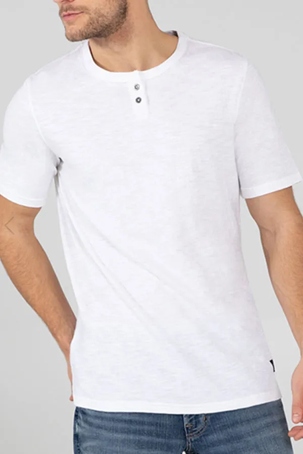 Silver Slub Jersey Short-Sleeve Henley