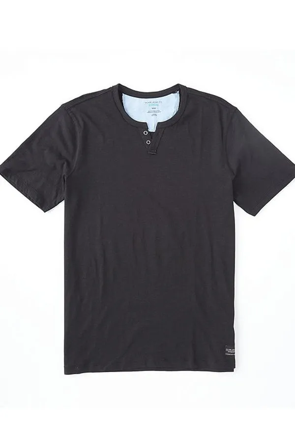 Silver Slub Jersey Short-Sleeve Henley