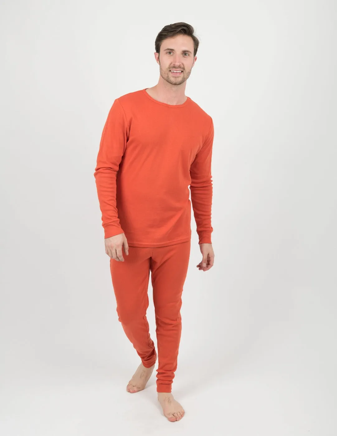 Solid Color Orange Matching Family Pajama Set