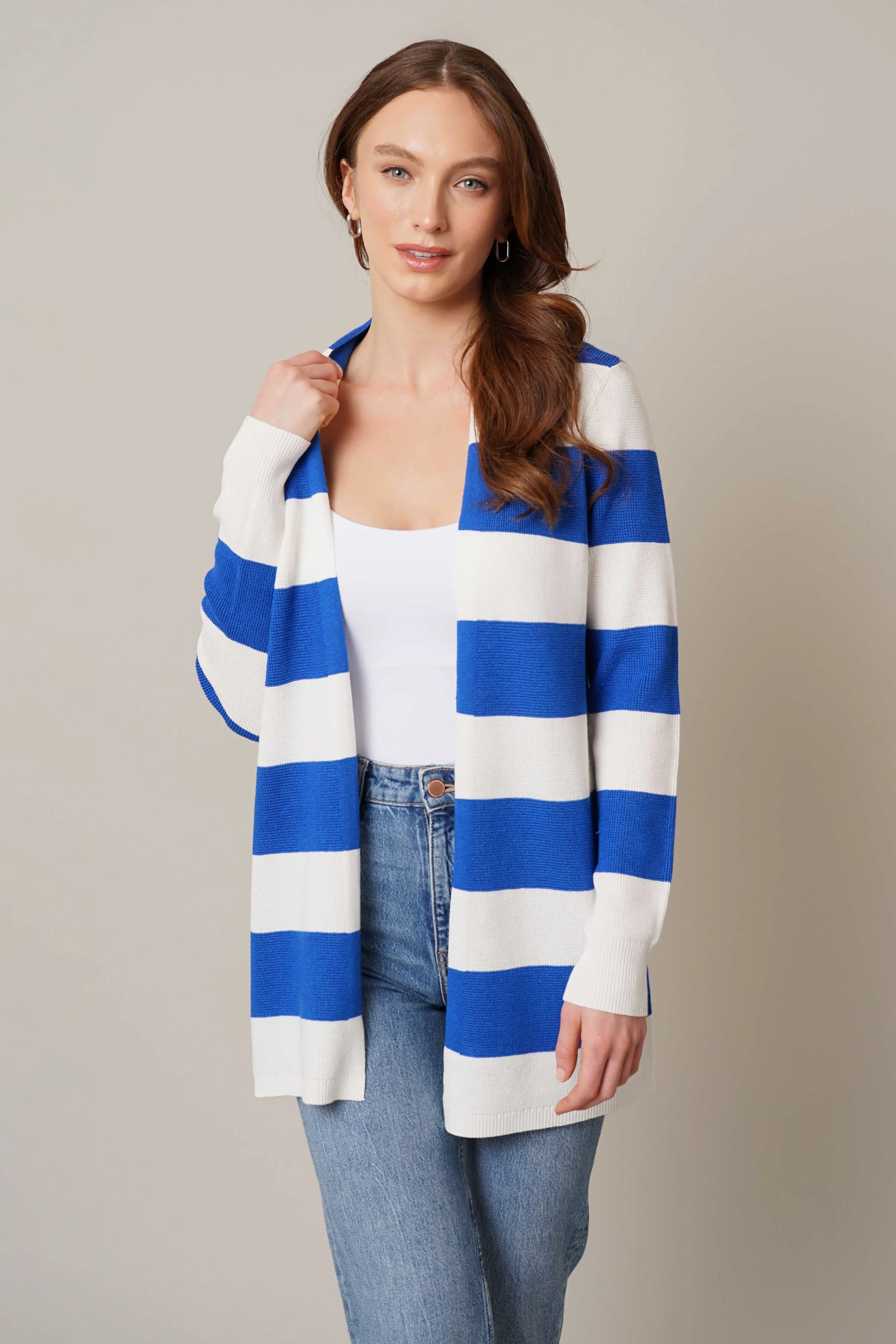 Striped Waffle Cardigan