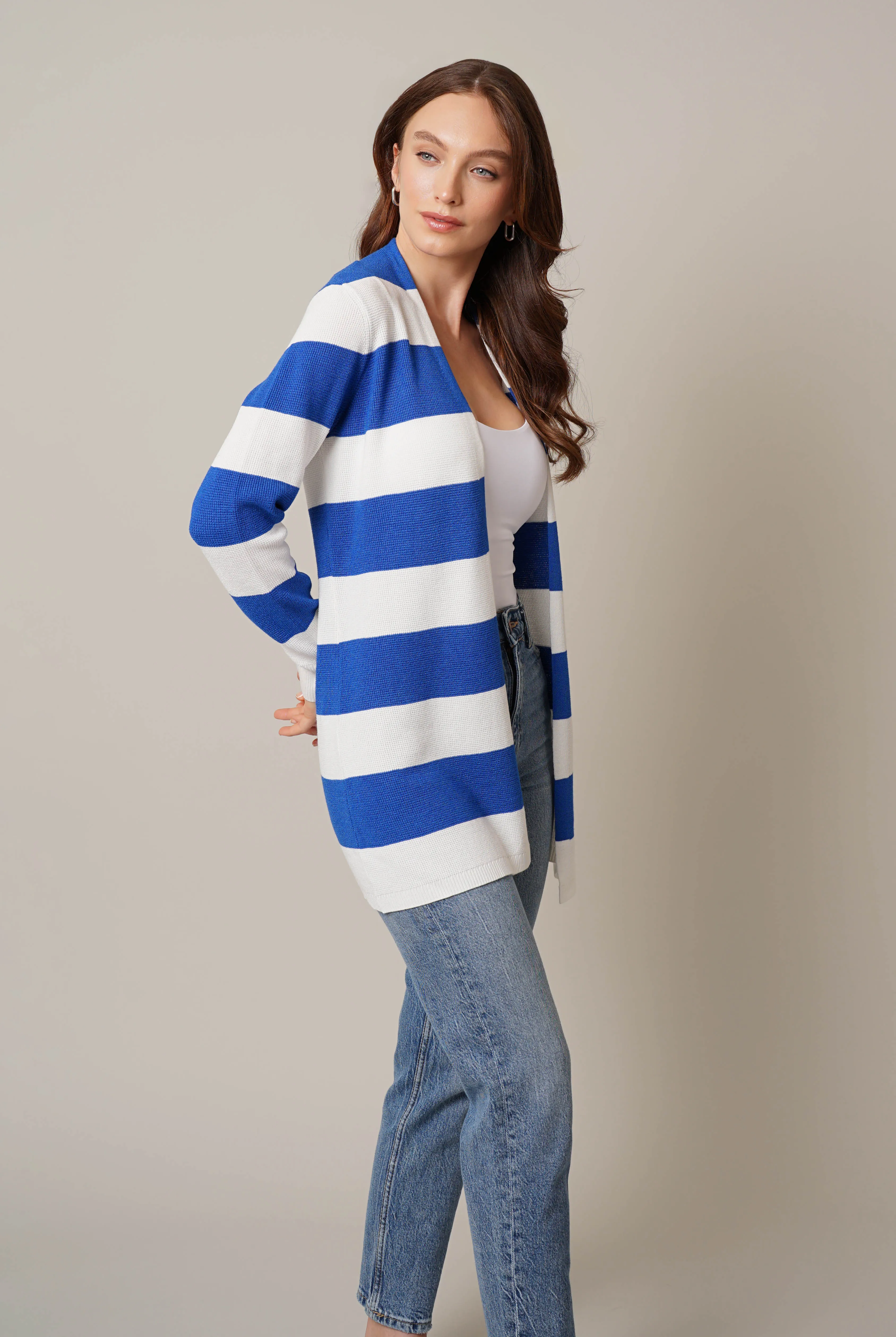 Striped Waffle Cardigan