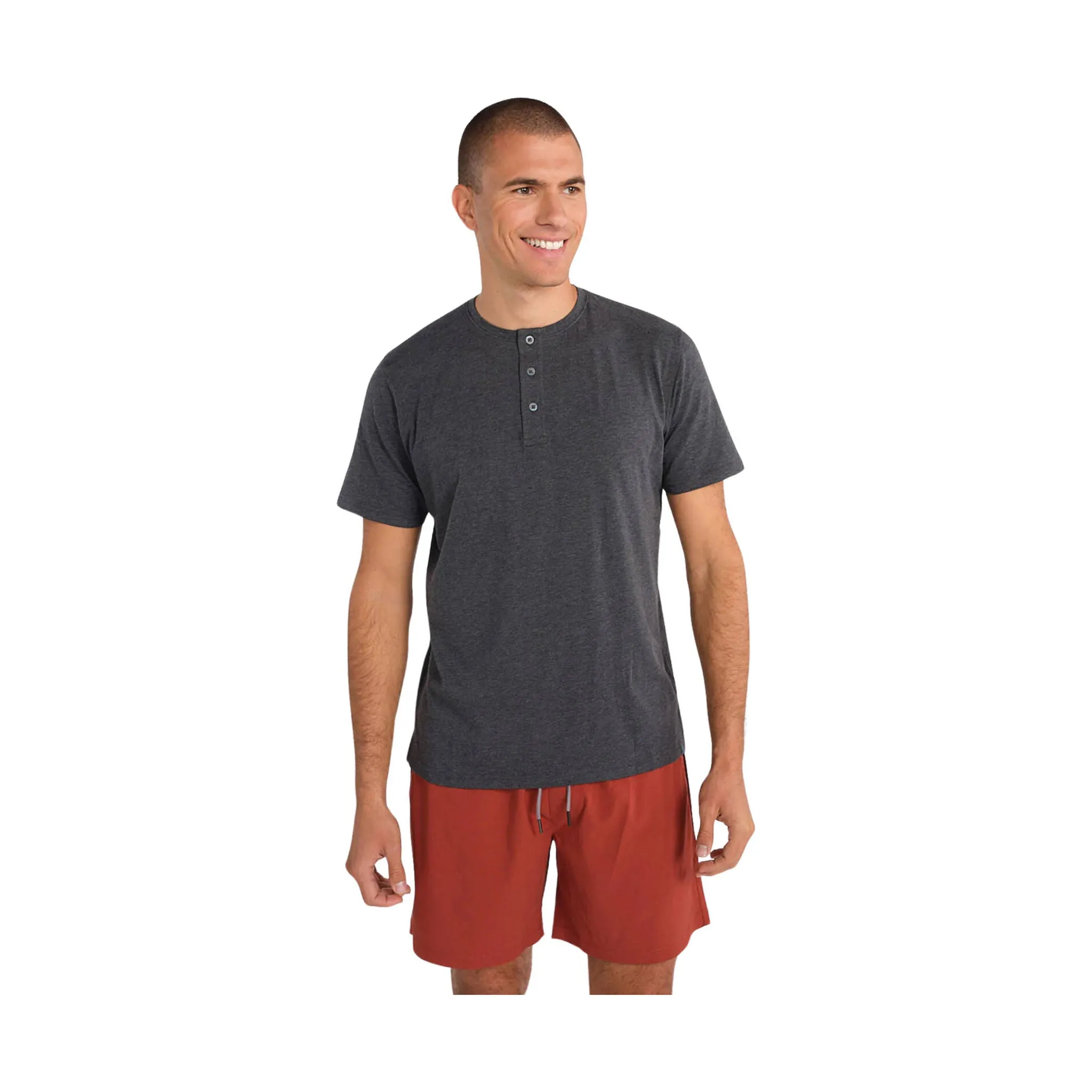 Tasc Men's Everywear Short Sleeve Henley - Iron Heather - ONLINE STORE CREDIT/EXCHANGE ONLY