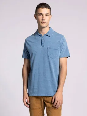 William Top - Cotton Henley Tee with Collar  DENIM