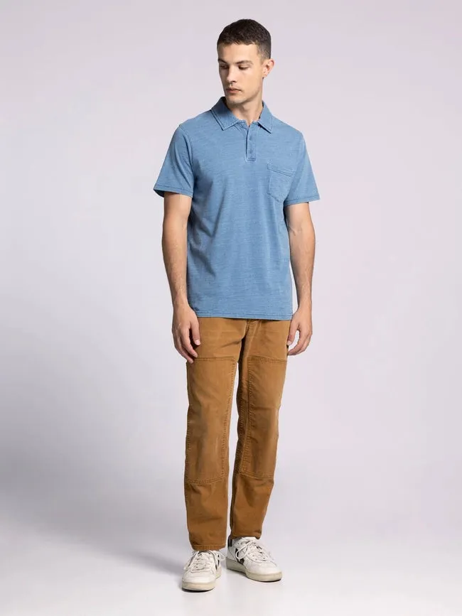 William Top - Cotton Henley Tee with Collar  DENIM