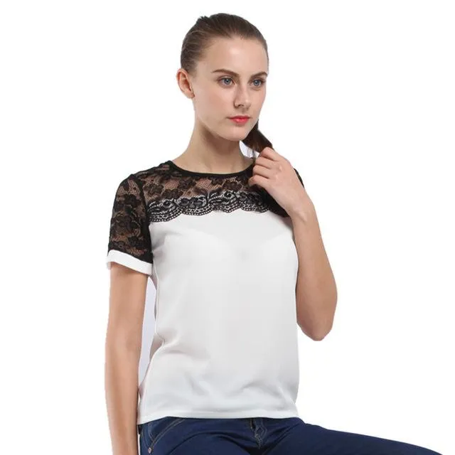 Women Blouses Summer Lace Chiffon