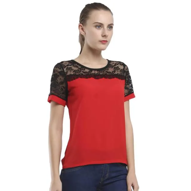 Women Blouses Summer Lace Chiffon