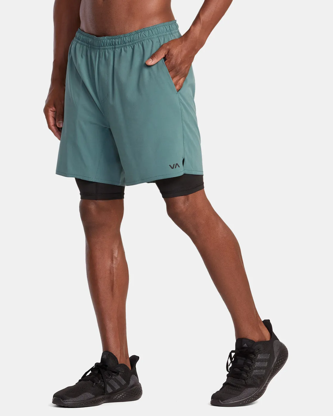 Yogger Train 2-In-1 17" Workout Shorts - Pine Grey