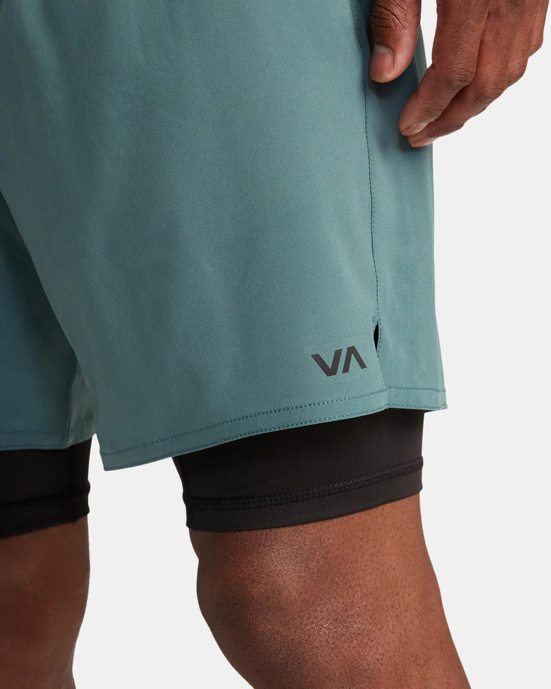 Yogger Train 2-In-1 17" Workout Shorts - Pine Grey