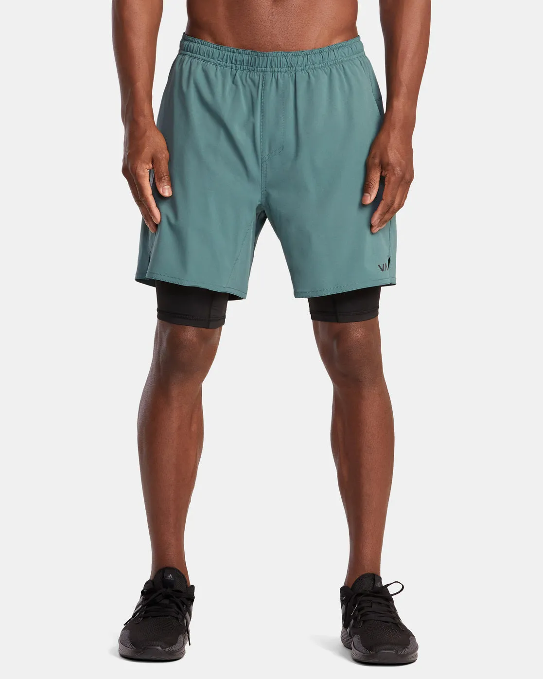 Yogger Train 2-In-1 17" Workout Shorts - Pine Grey